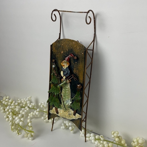 Sleigh Metal Wall Hanging Christmas Decor Snowman by Ganz - Picture 7 of 10